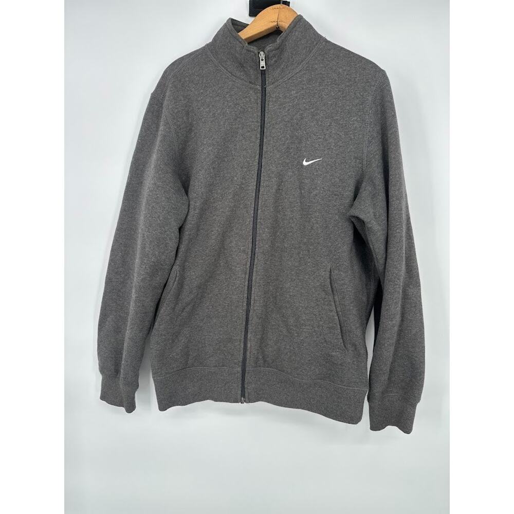 VINTAGE Nike Mens Jacket Size Large Gray Full Zip Sweatshirt Fleece Mock‎ Neck
